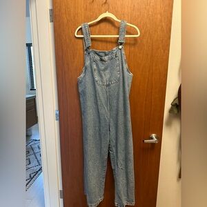 Zara Denim Bib, Open U-Back Overalls